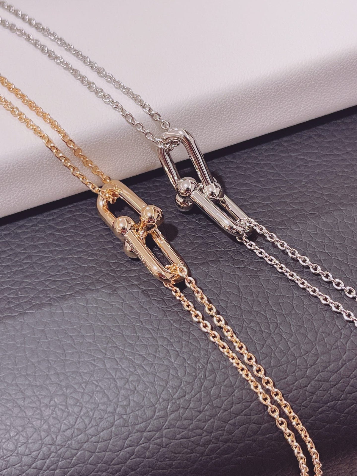 [Lumi Jewelry]HARDWEAR DOUBLE LINK PEDANT SILVER NECKLACE