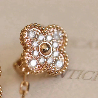 [Lumi Jewels]BOUCLES D'OREILLES CLOVER MEDIUM 1 MOTIFS ENTIÈREMENT SERTIES DE DIAMANTS