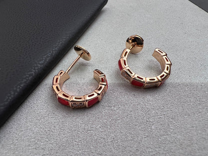 [Lumi Jewels]BOUCLES D'OREILLES SERPENTI EN OR ROSE ET CORNALINE