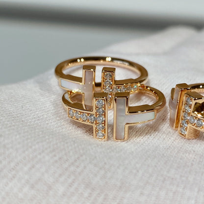 [Lumi Jewelry]T WIRE MOP DIAMOND RING PINK GOLD