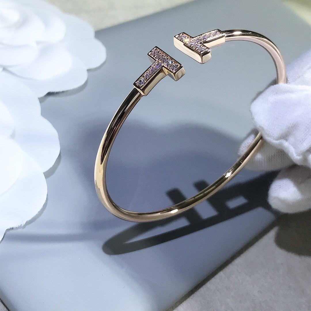 [Lumi Jewelry]T BRACELET PINK GOLD 1.8MM DIAMOND