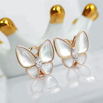 [Lumi Jewels]BOUCLES D'OREILLES PAPILLON NACRE ET DIAMANTS