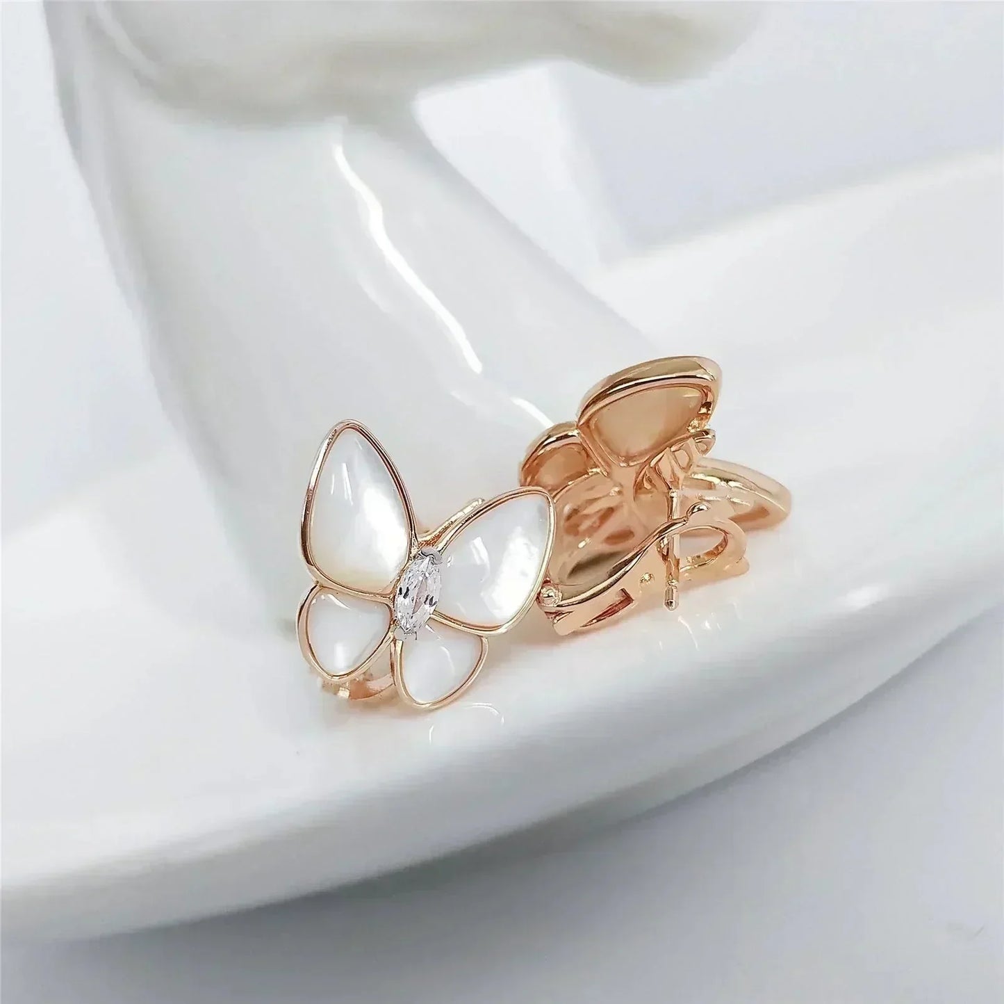 [Lumi Jewels]BOUCLES D'OREILLES PAPILLON NACRE ET DIAMANTS