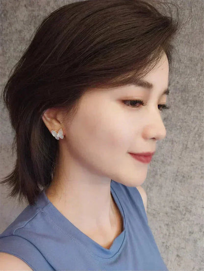[Lumi Jewels]BOUCLES D'OREILLES PAPILLON NACRE ET DIAMANTS