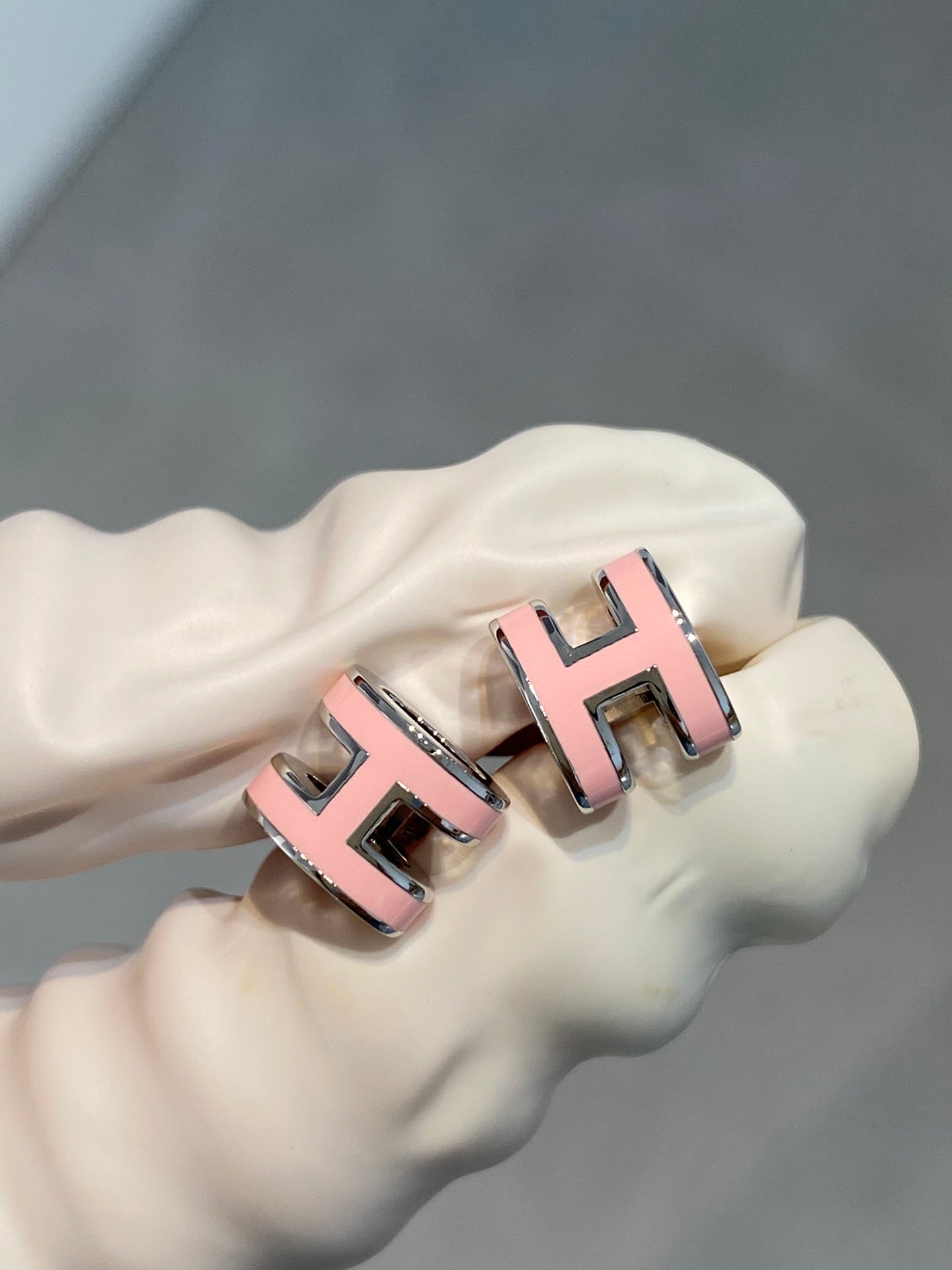 [Lumi Jewels]MINI POP H SILVER EARRINGS PINK