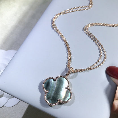[Lumi Jewels]CLOVER 25MM GOLD DARK MOP BIG CLOVER NECKLACE