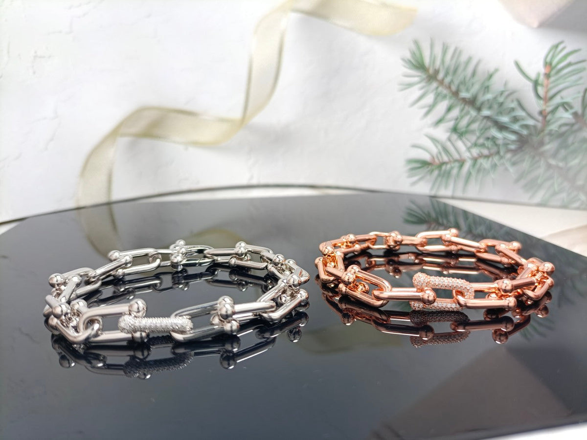 [Lumi Jewelry]HARDWEAR BRACELET PINK GOLD AND SILVER DIAMOND