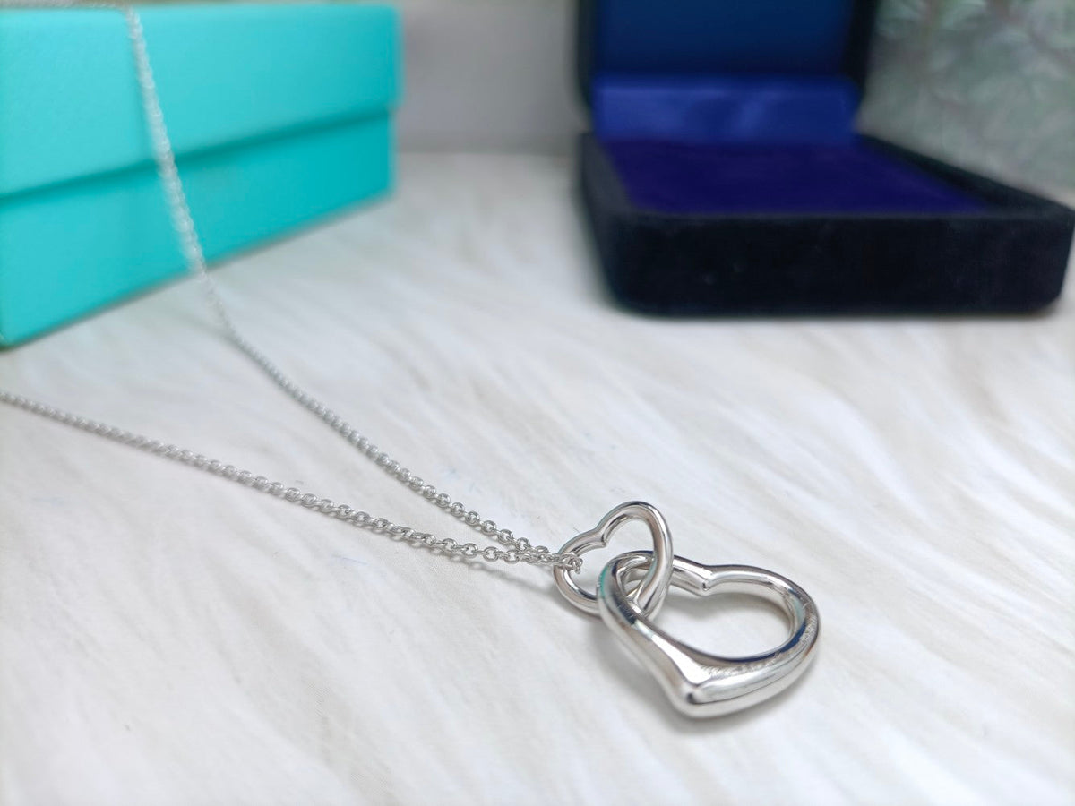 [Lumi Jewelry]DOUBLE HEART SILVER NECKLACE