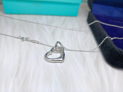 [Lumi Jewelry]DOUBLE HEART SILVER NECKLACE