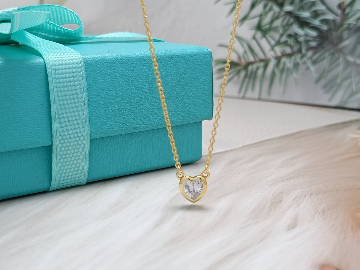 [Lumi Jewelry]HEART BIG DIAMOND NECKLACE