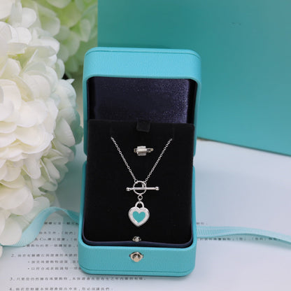 [Lumi Jewelry]DOUBLE HEART BLUE NECKLACE