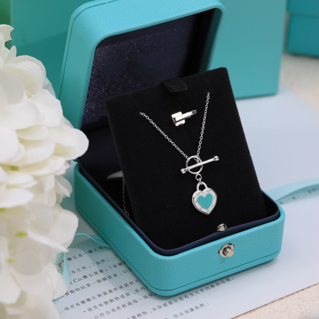 [Lumi Jewelry]DOUBLE HEART BLUE NECKLACE