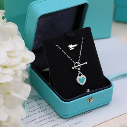 [Lumi Jewelry]DOUBLE HEART BLUE NECKLACE