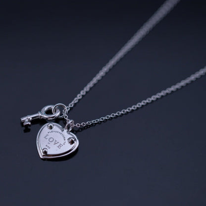 [Lumi Jewelry]KEY AND HEART SILVER NECKLACE
