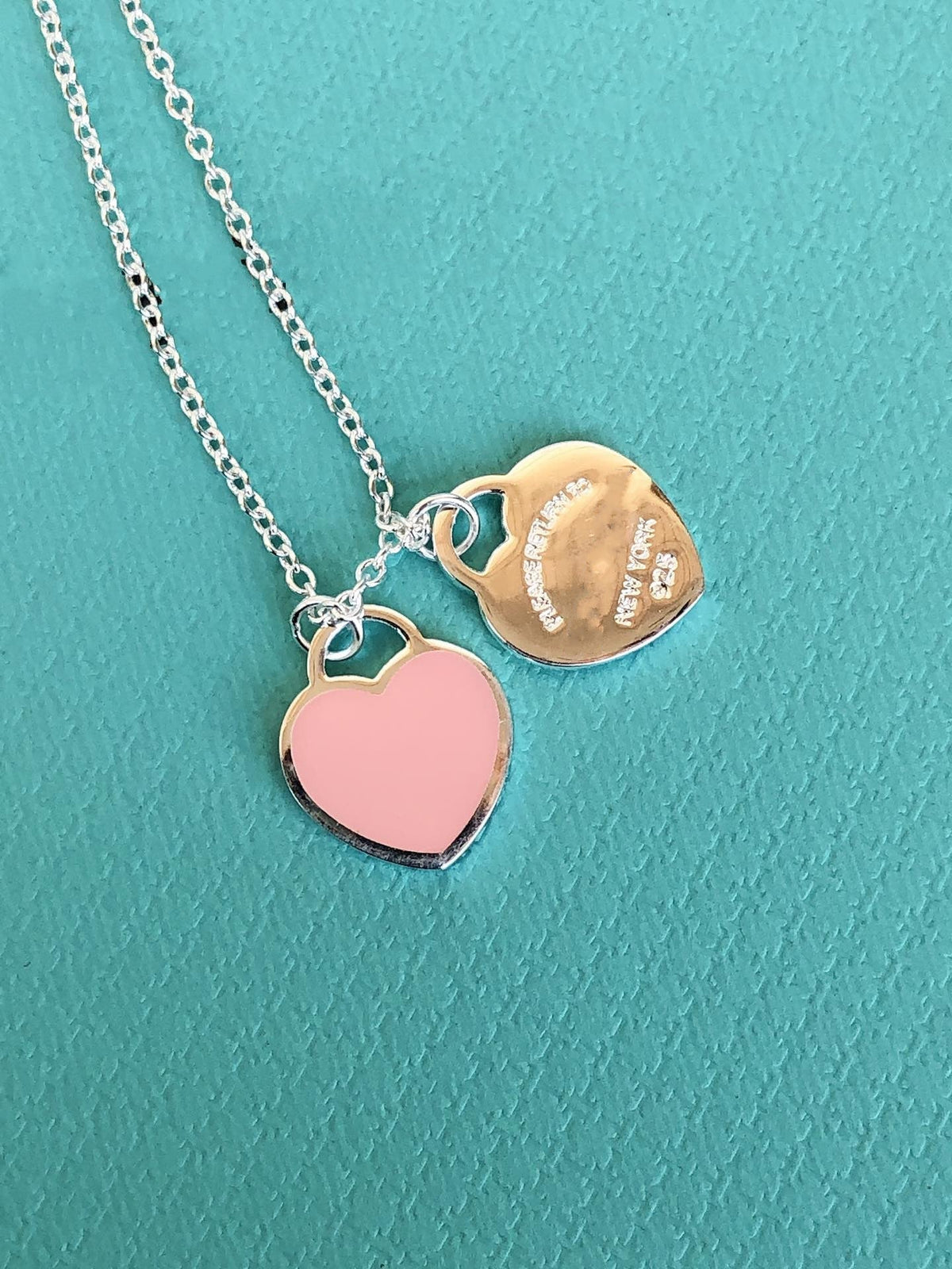 [Lumi Jewelry]DOUBLE HEART PEDANT SILVER NECKLACE