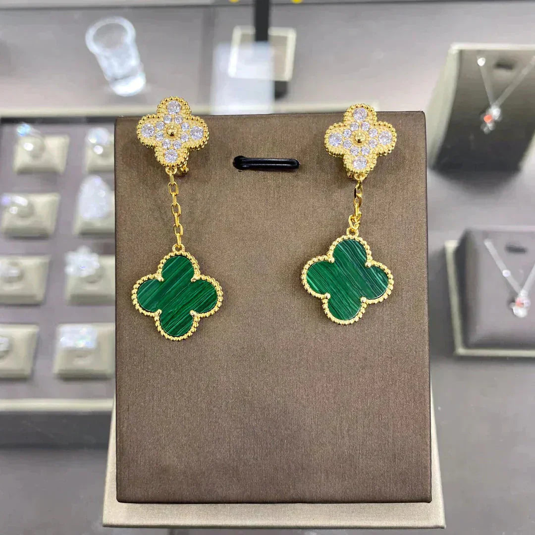 [Lumi Jewels]CLOVER 2 MOTIFS DIAMANTS BOUCLES D'OREILLES (CHOIX MULTIPLES)