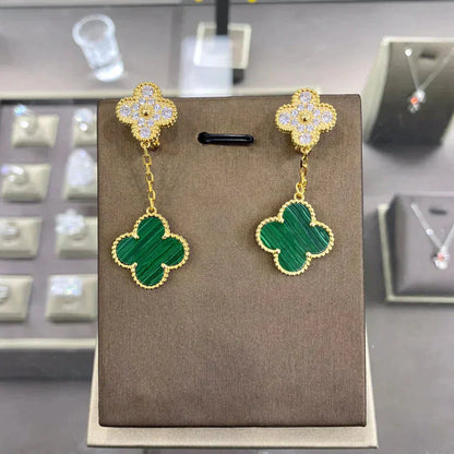 [Lumi Jewels]CLOVER 2 MOTIFS DIAMANTS BOUCLES D'OREILLES (CHOIX MULTIPLES)