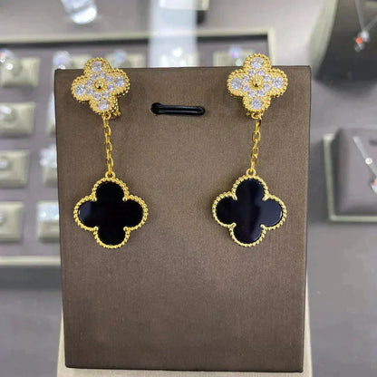 [Lumi Jewels]CLOVER 2 MOTIFS DIAMANTS BOUCLES D'OREILLES (CHOIX MULTIPLES)
