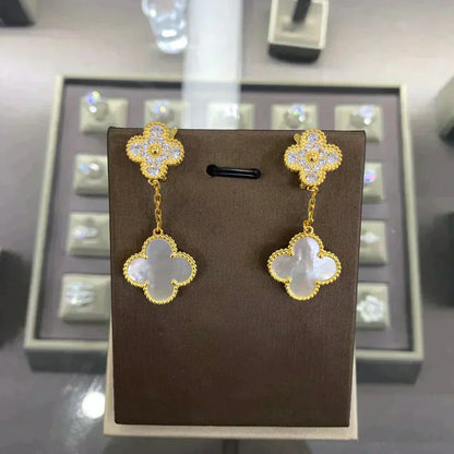 [Lumi Jewels]CLOVER 2 MOTIFS DIAMANTS BOUCLES D'OREILLES (CHOIX MULTIPLES)