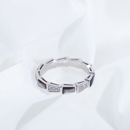 [Lumi Jewels]SERPENTI RING SILVER  DIAMOND BLACK MOP 3MM