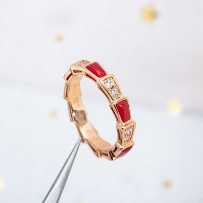 [Lumi Jewels]BAGUE SERPENTI OR ROSE CORNALINE DIAMANT 3MM