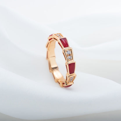 [Lumi Jewels]BAGUE SERPENTI OR ROSE CORNALINE DIAMANT 3MM