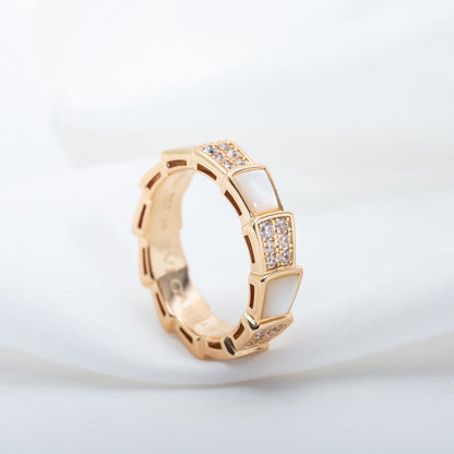 [Lumi Jewels]SERPENTI RING PINK GOLD MOP DIAMOND PAVED 4MM