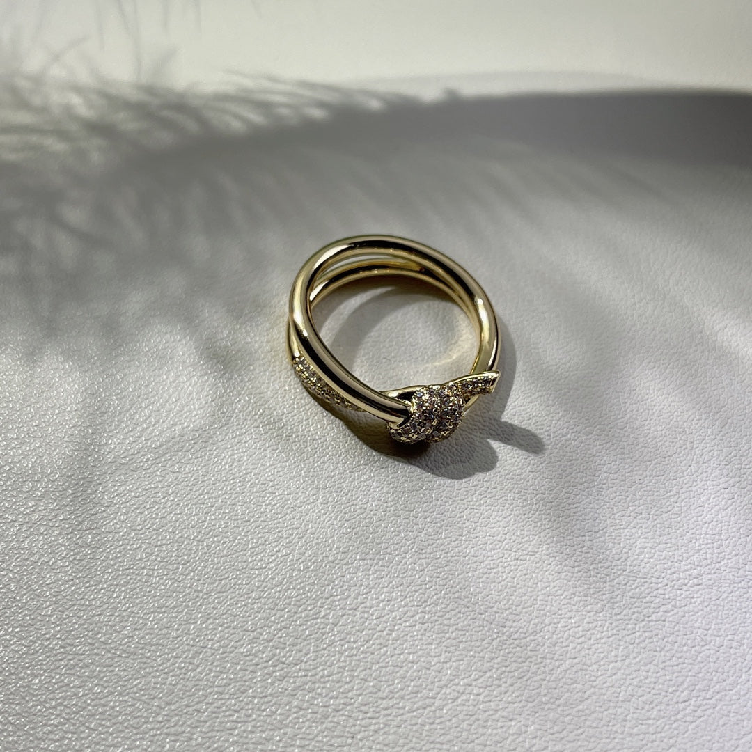 [Lumi Jewelry]KNOT RING DOUBLE ROW GOLD DIAMOND