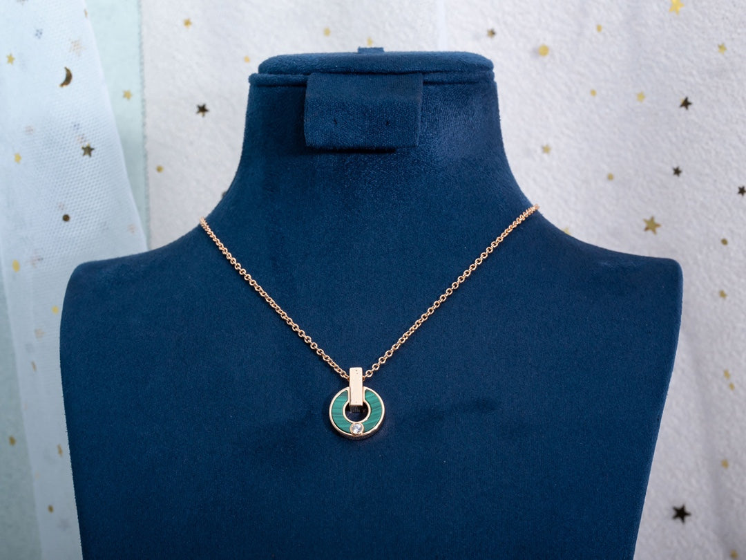 [Lumi Jewels]COLLIER GARI OR ROSE MALACHITE