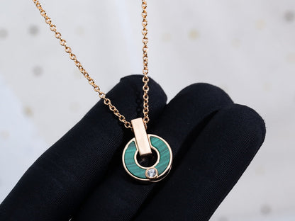 [Lumi Jewels]COLLIER GARI OR ROSE MALACHITE