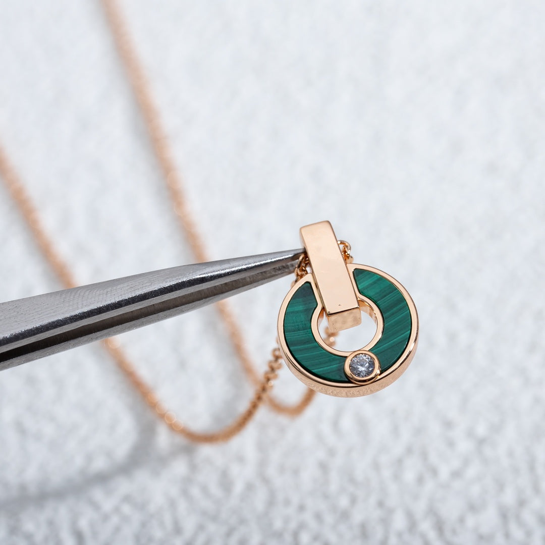 [Lumi Jewels]COLLIER GARI OR ROSE MALACHITE