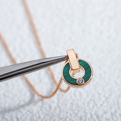 [Lumi Jewels]COLLIER GARI OR ROSE MALACHITE