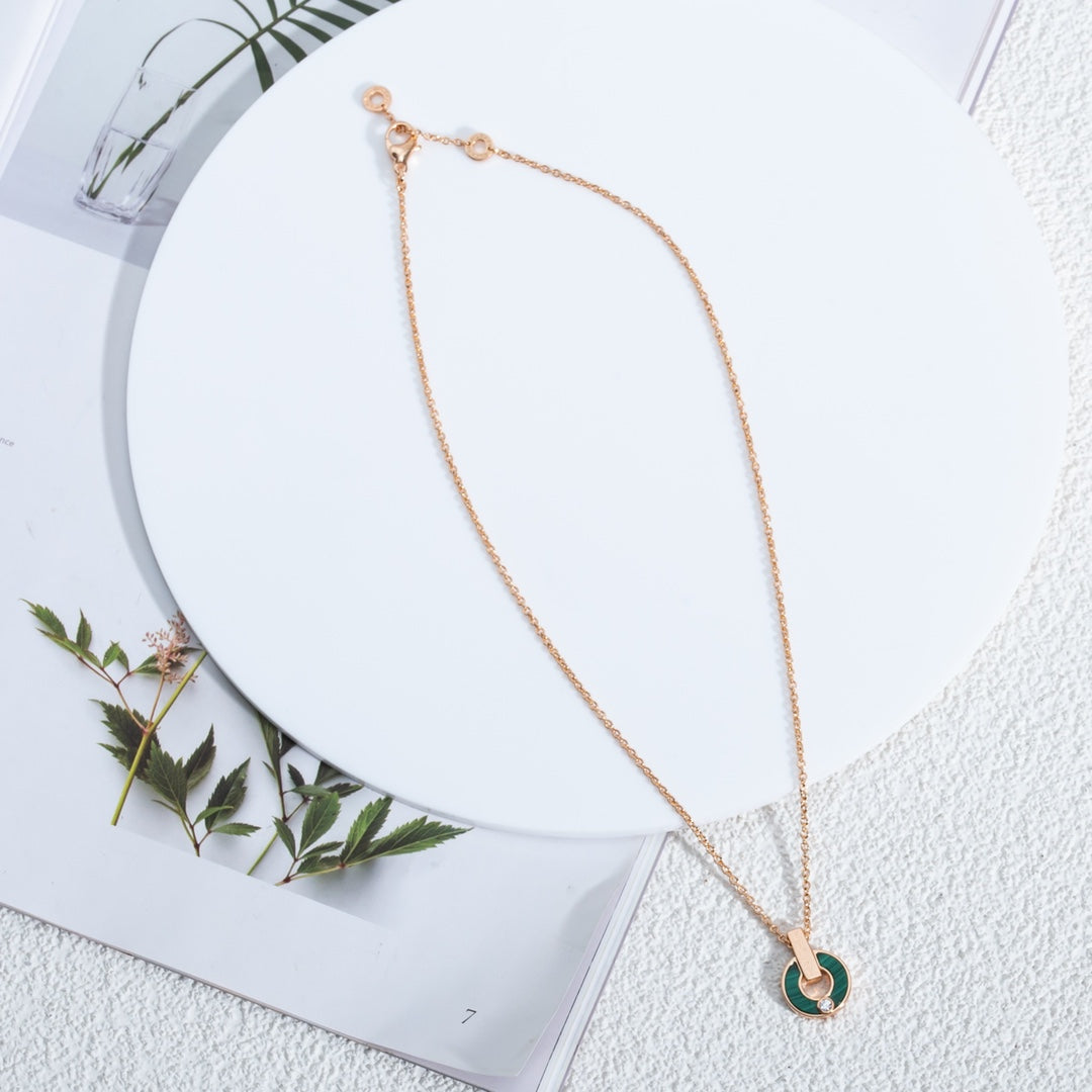 [Lumi Jewels]COLLIER GARI OR ROSE MALACHITE