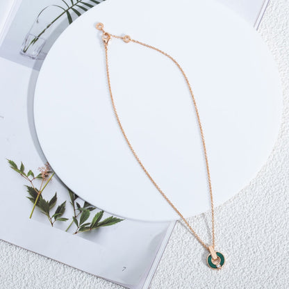 [Lumi Jewels]COLLIER GARI OR ROSE MALACHITE