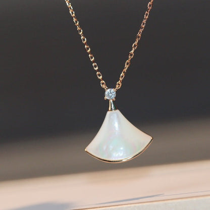 [Lumi Jewels]COLLIER RÊVE NACRE BLANCHE OR ROSE 1 DIAMANT