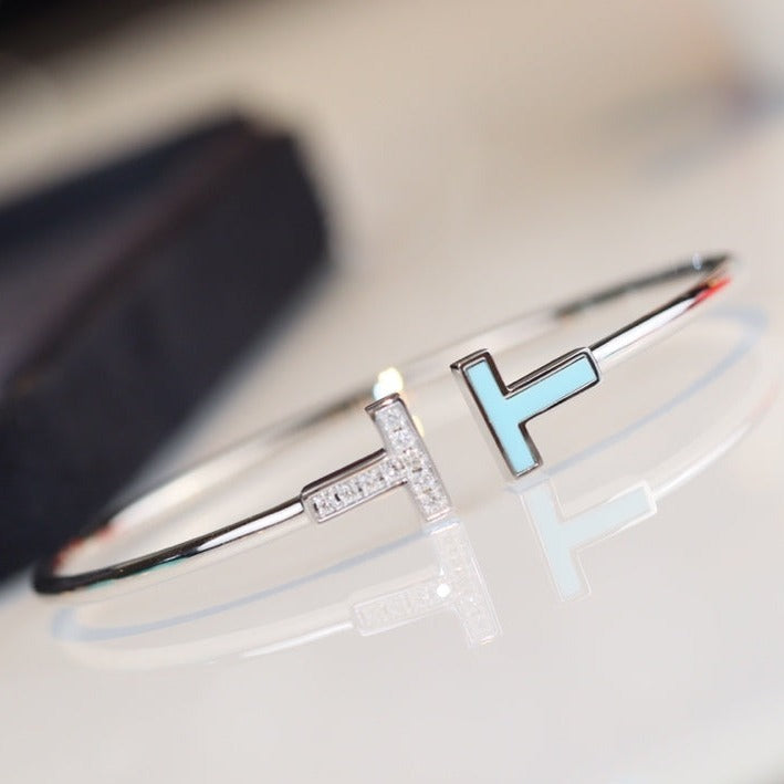 [Lumi Jewelry]T BRACELET 1.8MM TURQUOISE DIAMOND SILVER