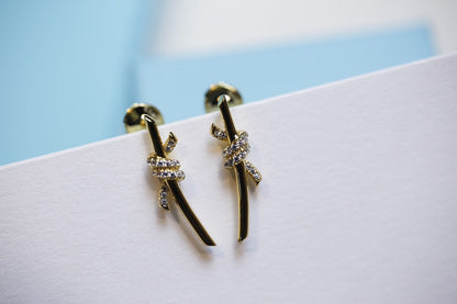 [Lumi Jewelry]KNOT EARRINGS GOLD DIAMOND