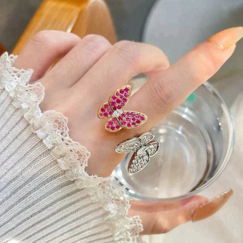 [Lumi Jewels]BAGUE PAPILLON DOUBLE DIAMANT
