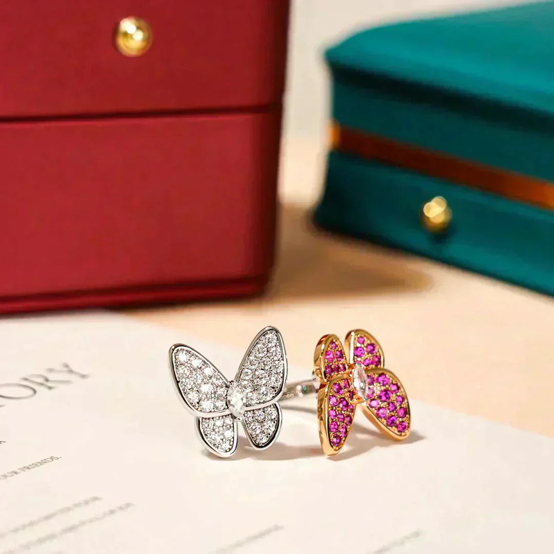 [Lumi Jewels]BAGUE PAPILLON DOUBLE DIAMANT