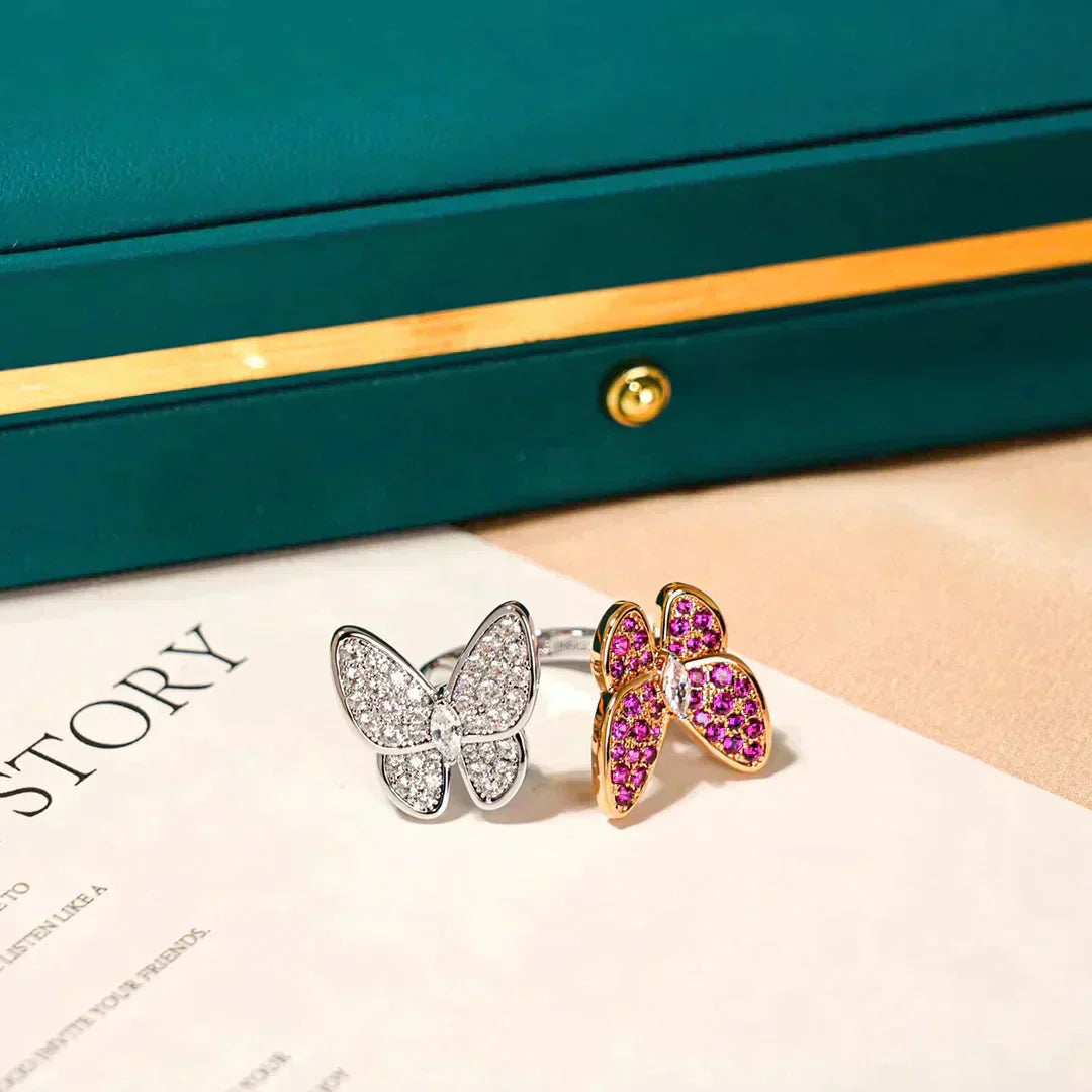 [Lumi Jewels]BAGUE PAPILLON DOUBLE DIAMANT