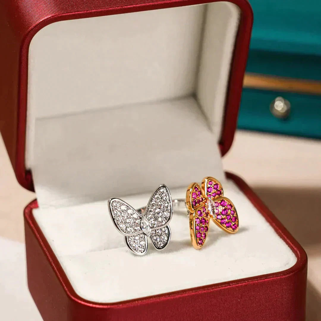 [Lumi Jewels]BAGUE PAPILLON DOUBLE DIAMANT