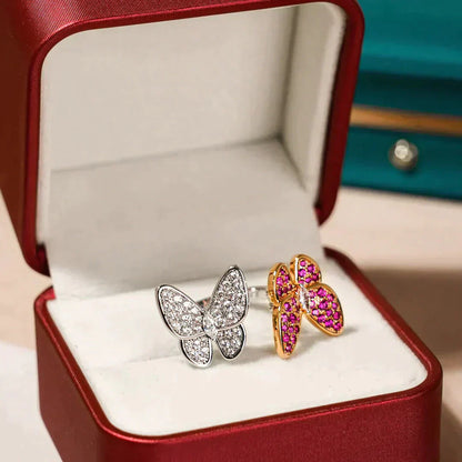 [Lumi Jewels]BAGUE PAPILLON DOUBLE DIAMANT