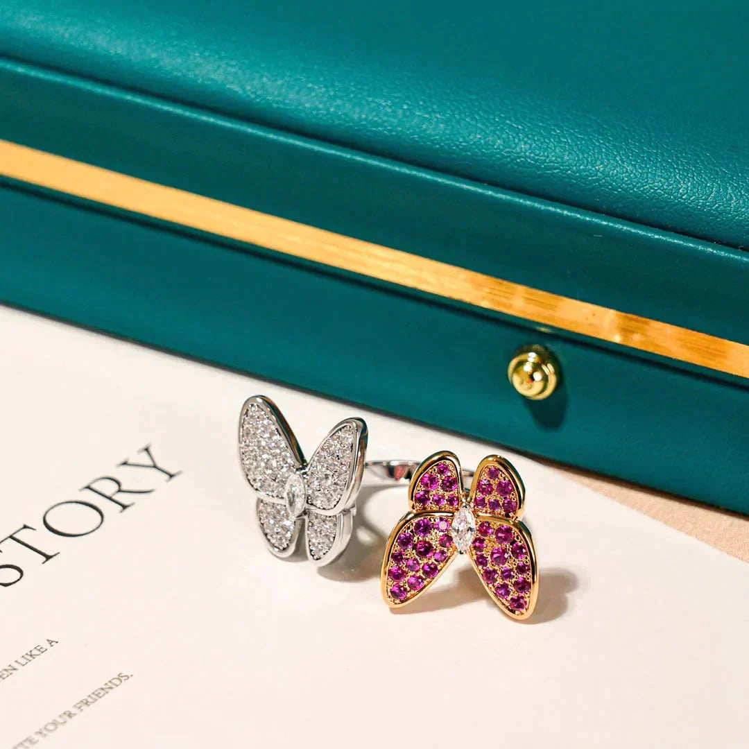[Lumi Jewels]BAGUE PAPILLON DOUBLE DIAMANT