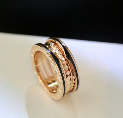 [Lumi Jewels]BAGUE ZÉRO 1 EN CÉRAMIQUE NOIRE ET OR ROSE