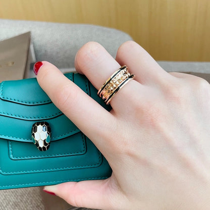 [Lumi Jewels]BAGUE ZÉRO 1 EN CÉRAMIQUE NOIRE ET OR ROSE