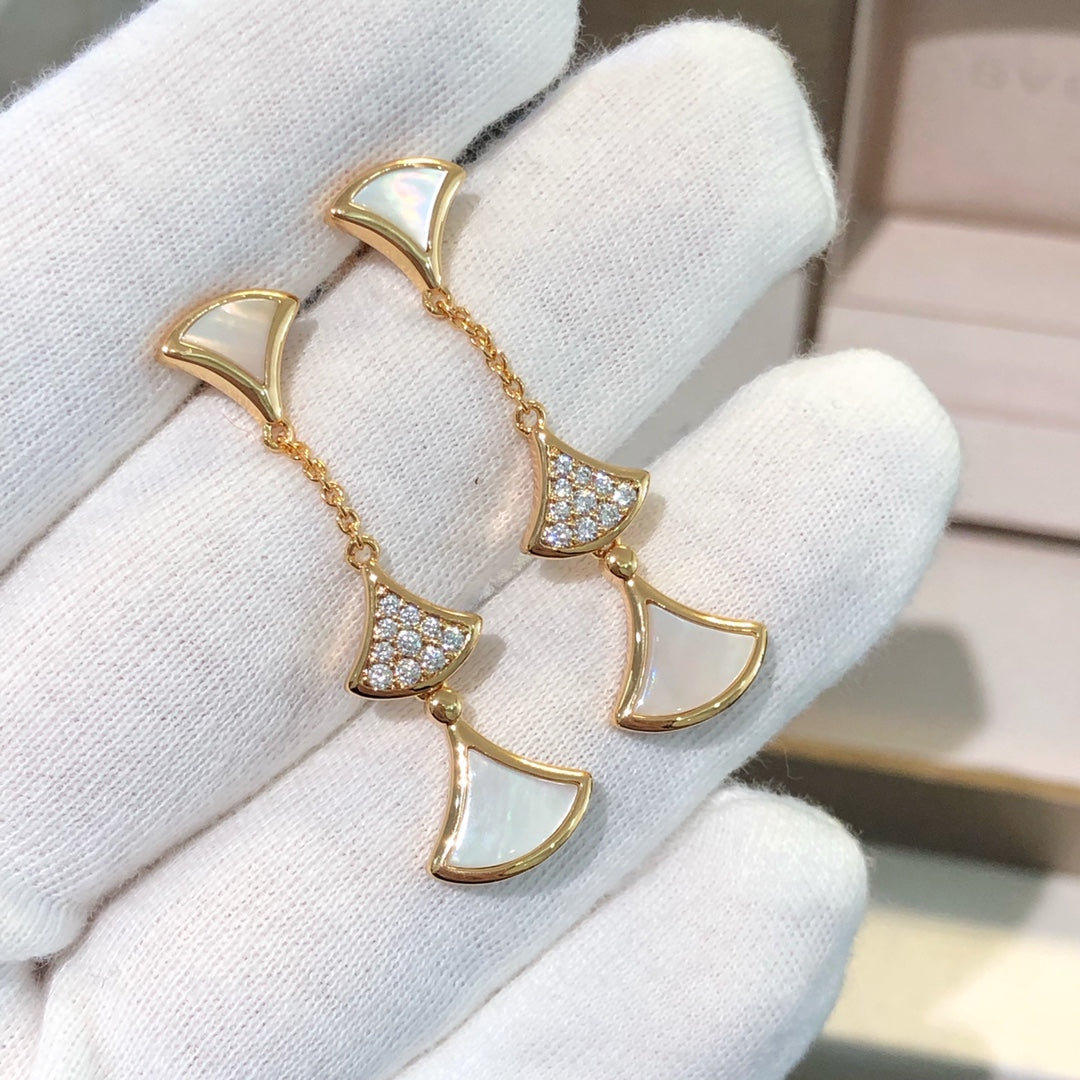 [Lumi Jewels]DREAM EARRINGS 3 MOTIFS DIAMOND MOP PINK GOLD