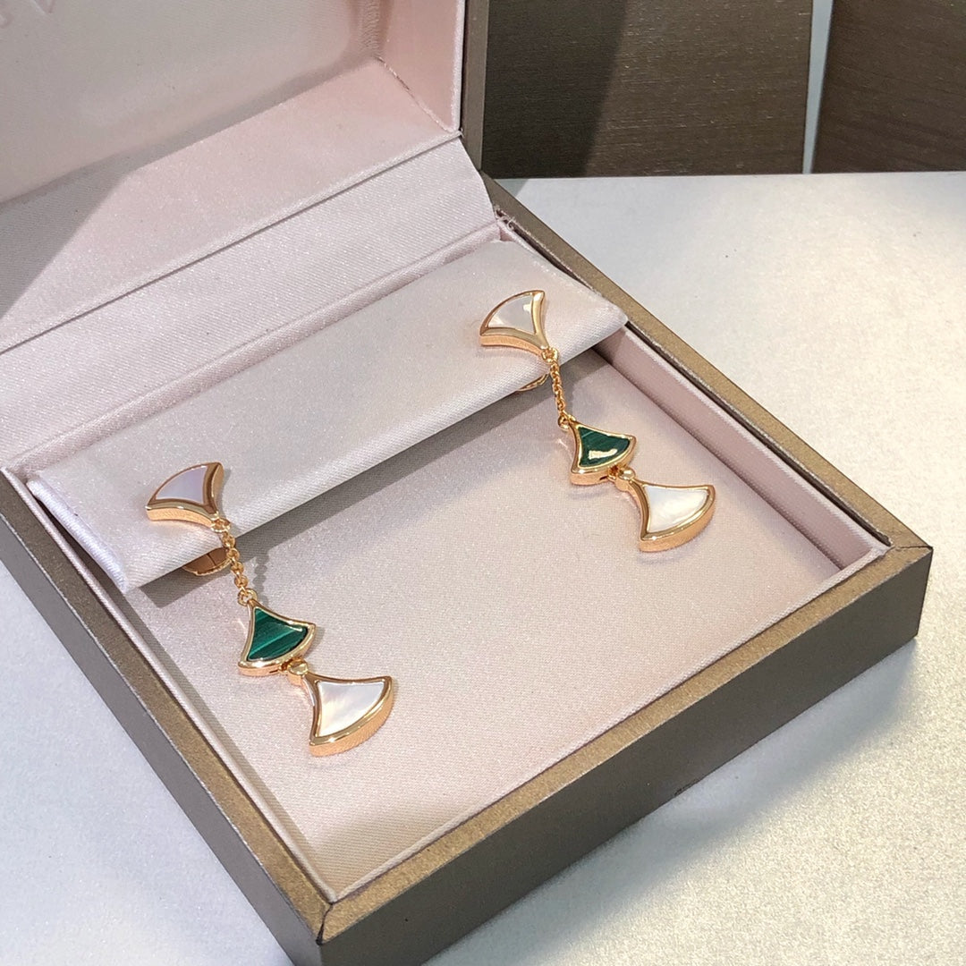 [Lumi Jewels]DREAM EARRINGS 3 MOTIFS MALACHITE MOP PINK GOLD