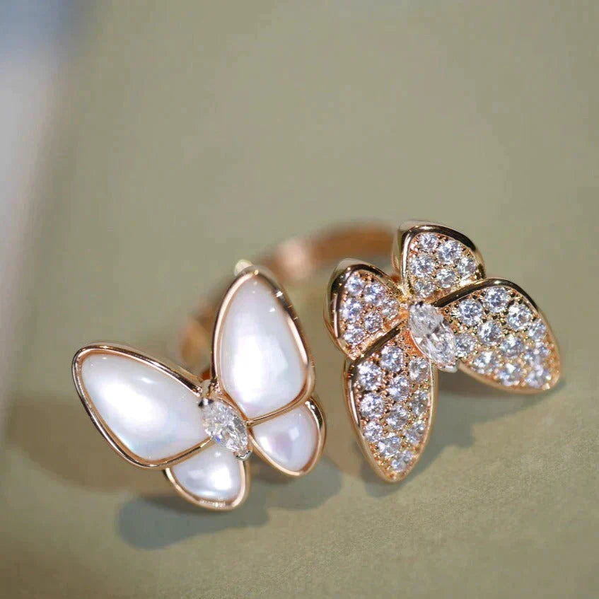 [Lumi Jewels]BAGUE PAPILLON DOUBLE DIAMANT N.A.C.R.E.