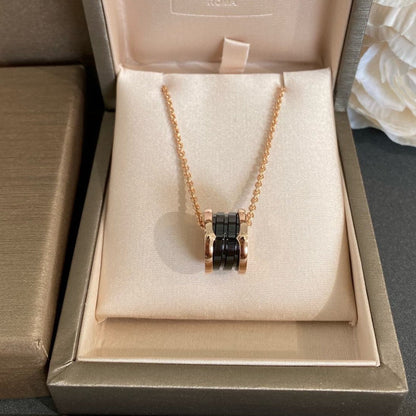 [Lumi Jewels]COLLIER ZERO 1 CÉRAMIQUE NOIRE OR ROSE