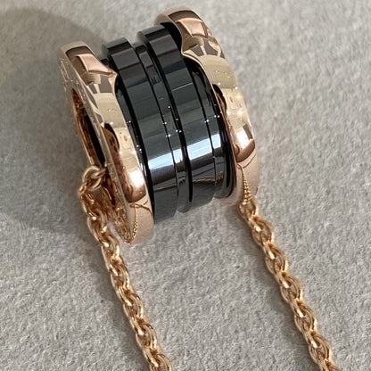 [Lumi Jewels]COLLIER ZERO 1 CÉRAMIQUE NOIRE OR ROSE